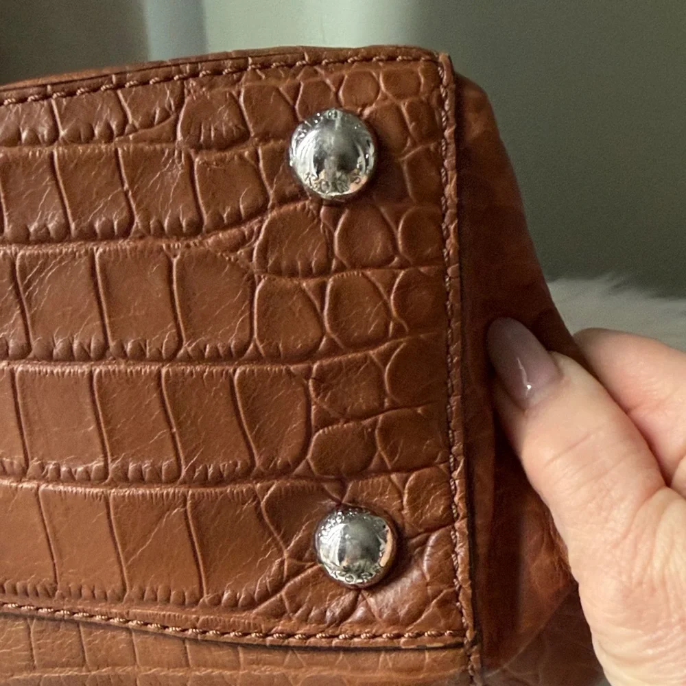 Michael Kors Cognac Croc-Embossed Satchel - Picture 3 of 5